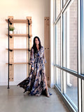 Midnight Leaf Print Maxi Dress