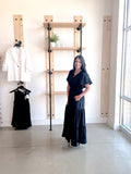 Flutter Sleeve Tiered Maxi Dress in Black