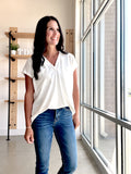 Cupro Slit Top in White