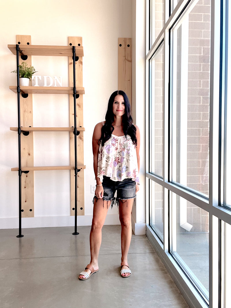 Floral Assymetrical Hem Tank Top