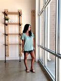 Smocked Shoulder Tee - Dusty Green