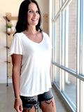 Smocked Shoulder Tee - Ivory