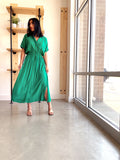 Green Sleeves Midi Dress