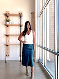 Shimmer Satin Tulip Skirt in Teal