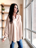 Satin Pullover Top in Taupe