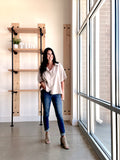 Dolman Sleeve Button Up Top in Taupe
