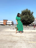 Green Sleeves Midi Dress