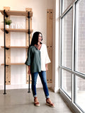 Colorblock Top in Sage + Oat