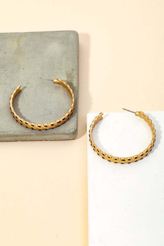 Metallic Chevron Hoop Earrings