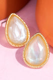 Glass Teardrop Stud Earrings - Mop