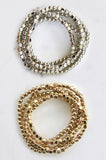 Gold and Silver Beaded Stretch Bracelet Set
