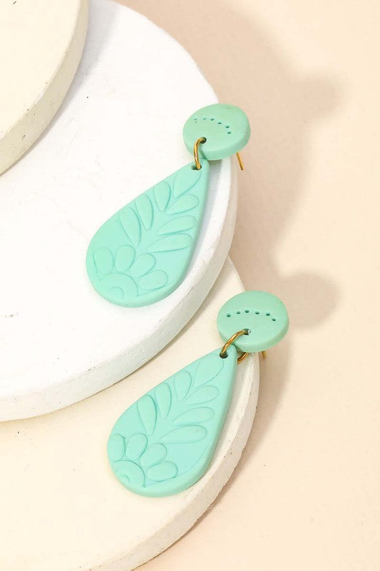 Floral Relief Teardrop Earrings