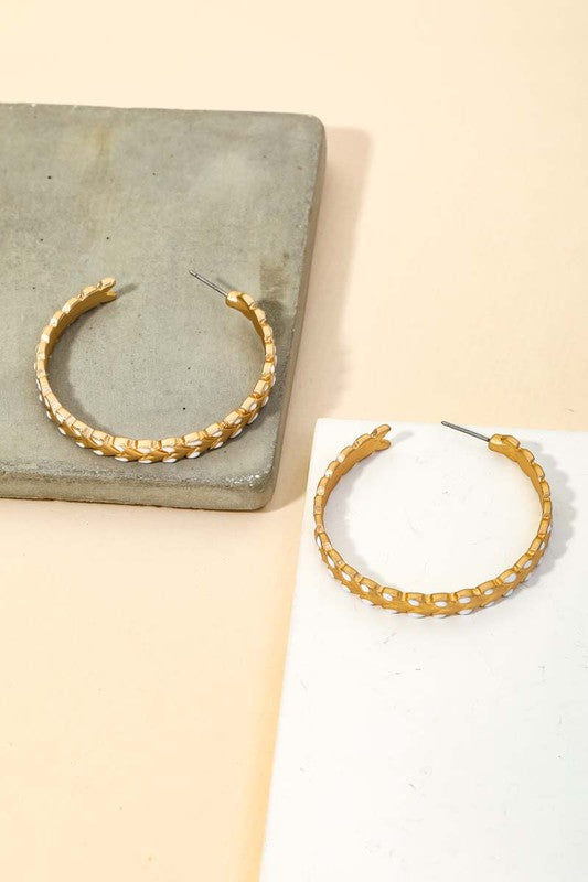 Metallic Chevron Hoop Earrings