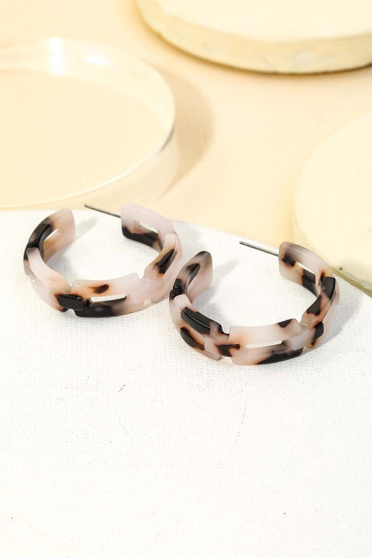 Acetate Rectangle Chain Link Hoop Earrings