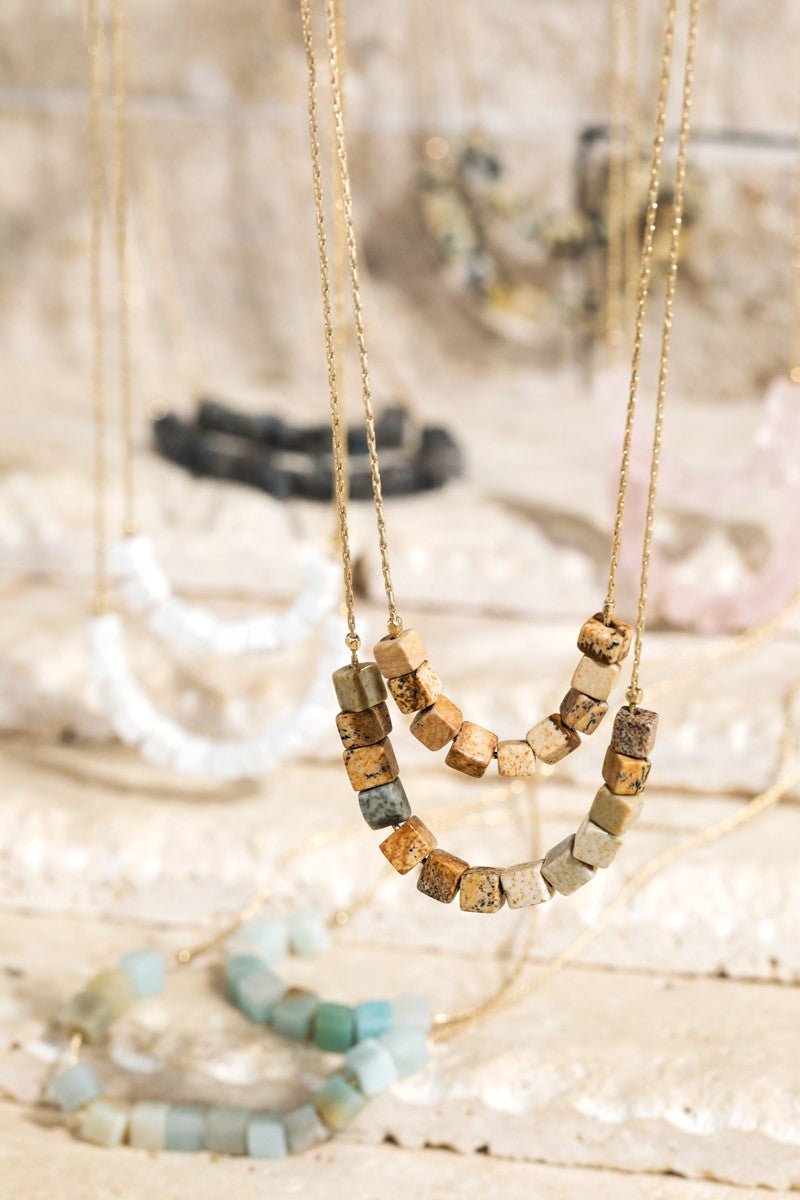 Cube Natural Stone Necklace