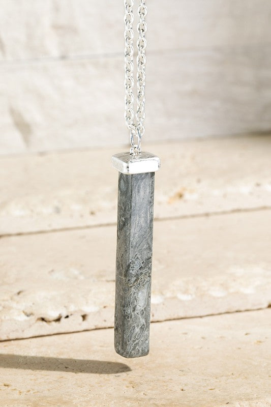 Natural Stone Bar Necklace - Jasper