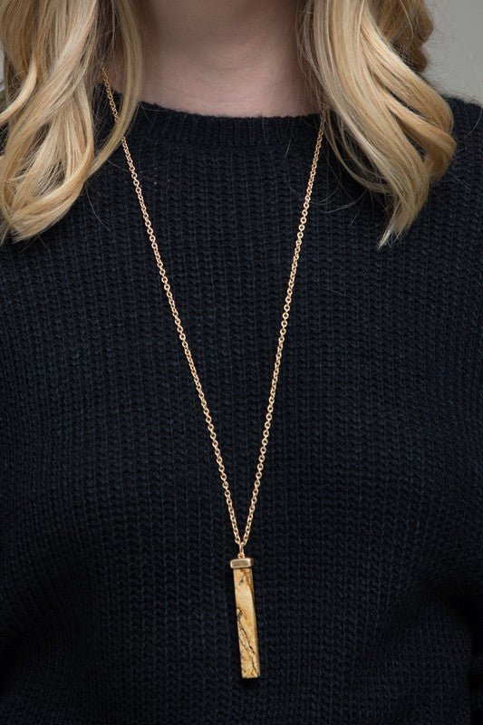 Natural Stone Bar Necklace - Jasper
