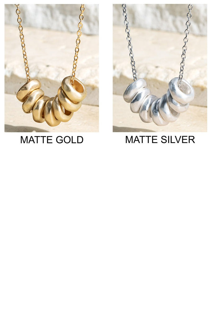 Matte Metal Rings Charms Necklace