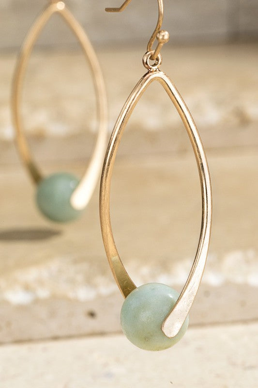 Beaded Natural Stone Earrings - Amazonite