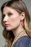 Brass Multi Beaded Hoop Earrings - Jasper