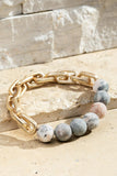 Stone Metal Chain Link Bracelet