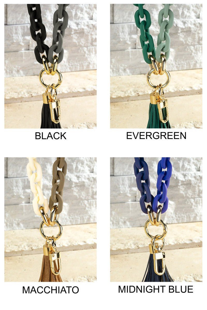 Two Tone Color Key Chain with Tassel