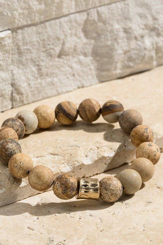 Natural Stone Beaded Stretch Bracelet