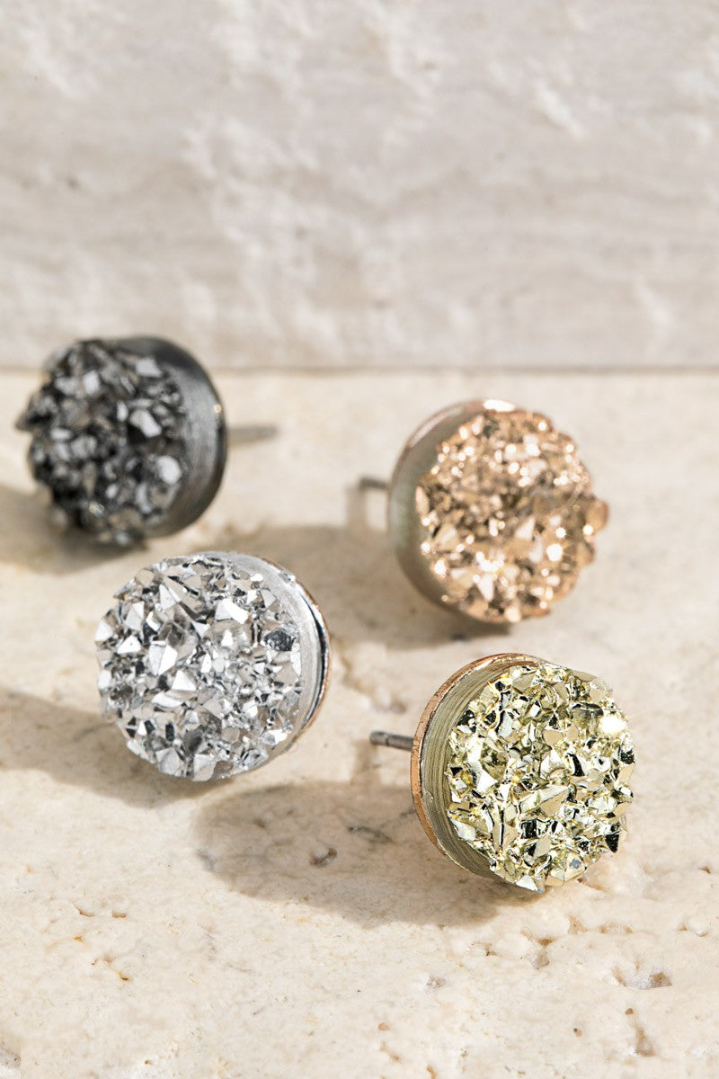 Round Drusy Post Earrings