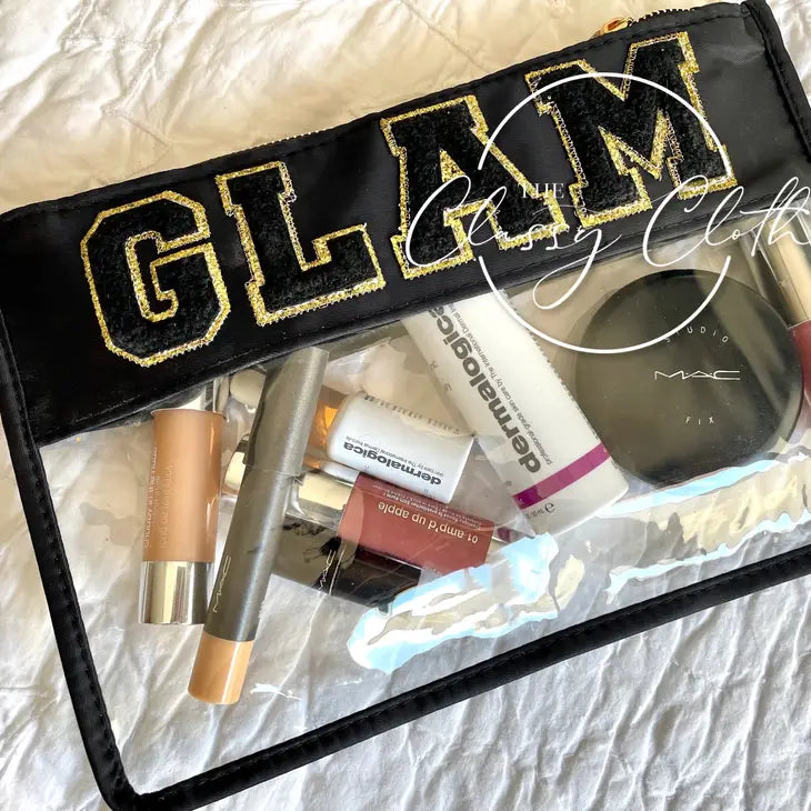 Chenille Letter Clear Pouch - GLAM