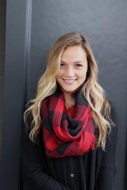 Red and Black Buffalo Plaid Infinity Scarf