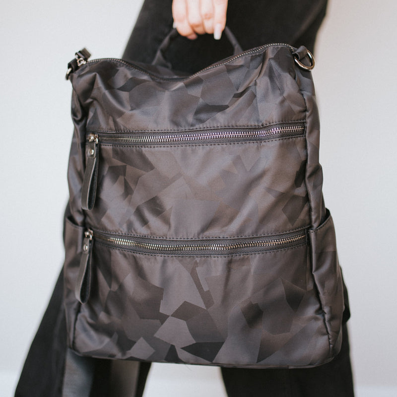 Nori Nylon Backpack Black Geo