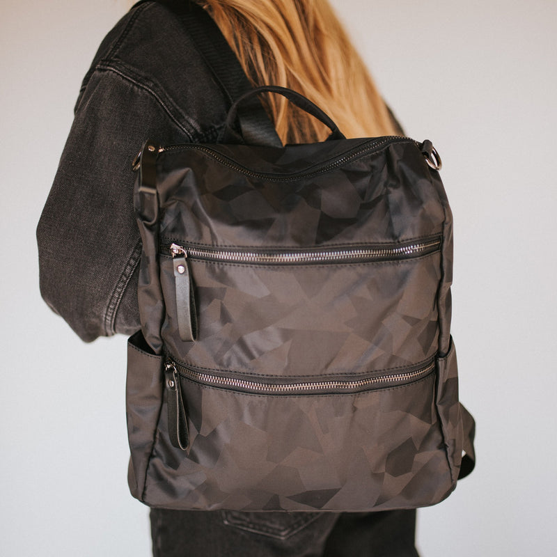 Nori Nylon Backpack Black Geo
