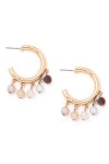 Metallic Hoop Stone Bead Drop Earrings - Mint