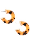 Acetate Acrylic C Hoop Earrings - Beige