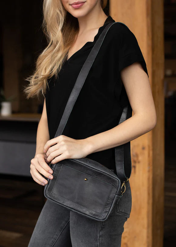 Black Leather Crossbody