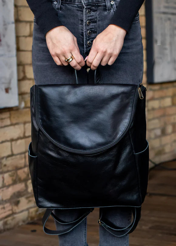 Black Leather Backpack
