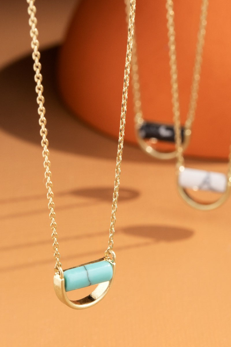 Brass Semi Circle Pendant Necklace