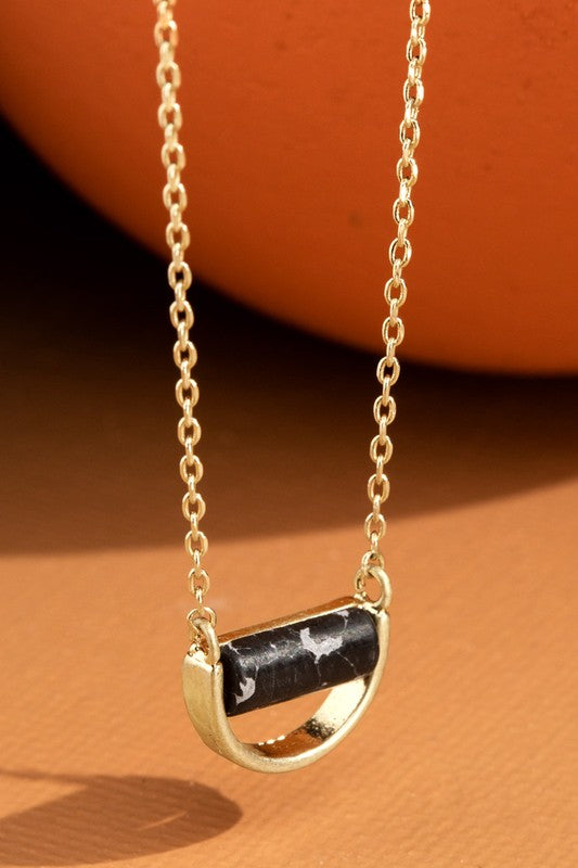 Brass Semi Circle Pendant Necklace