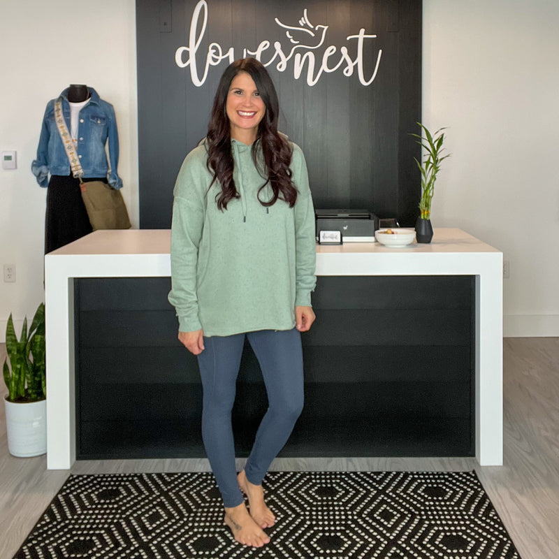 High waist Essential Panel Leggings - Grey Blue