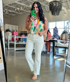 Risen High Rise Crop Straight Jeans - White