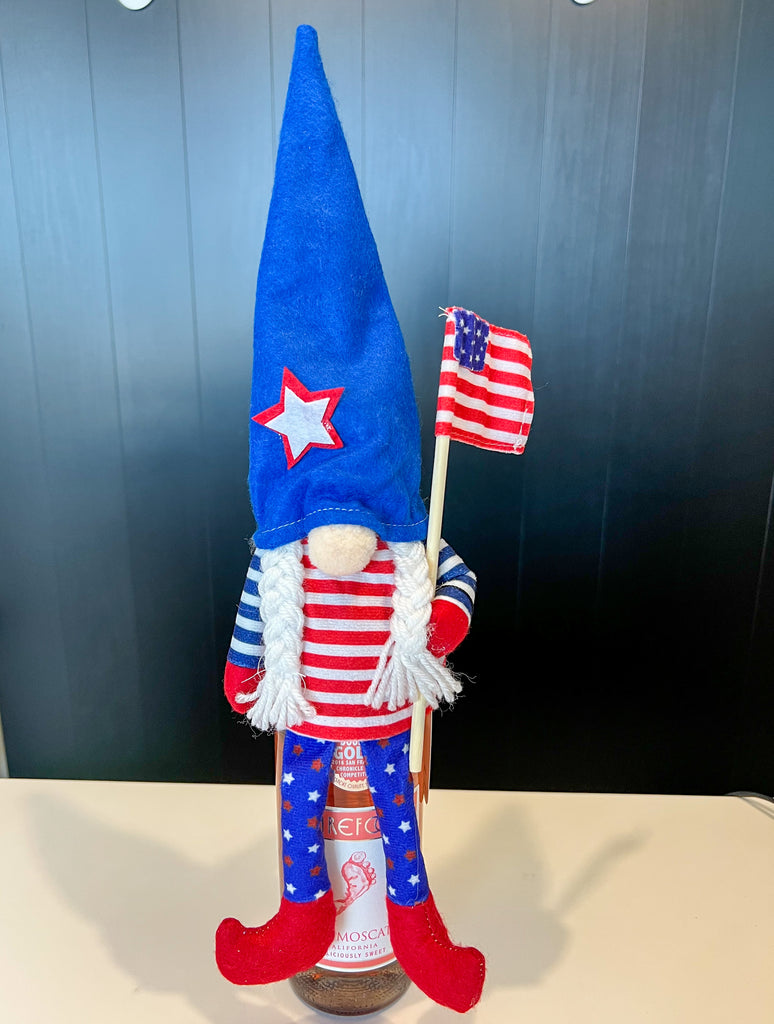 Patriotic Gnome Wine Toppers