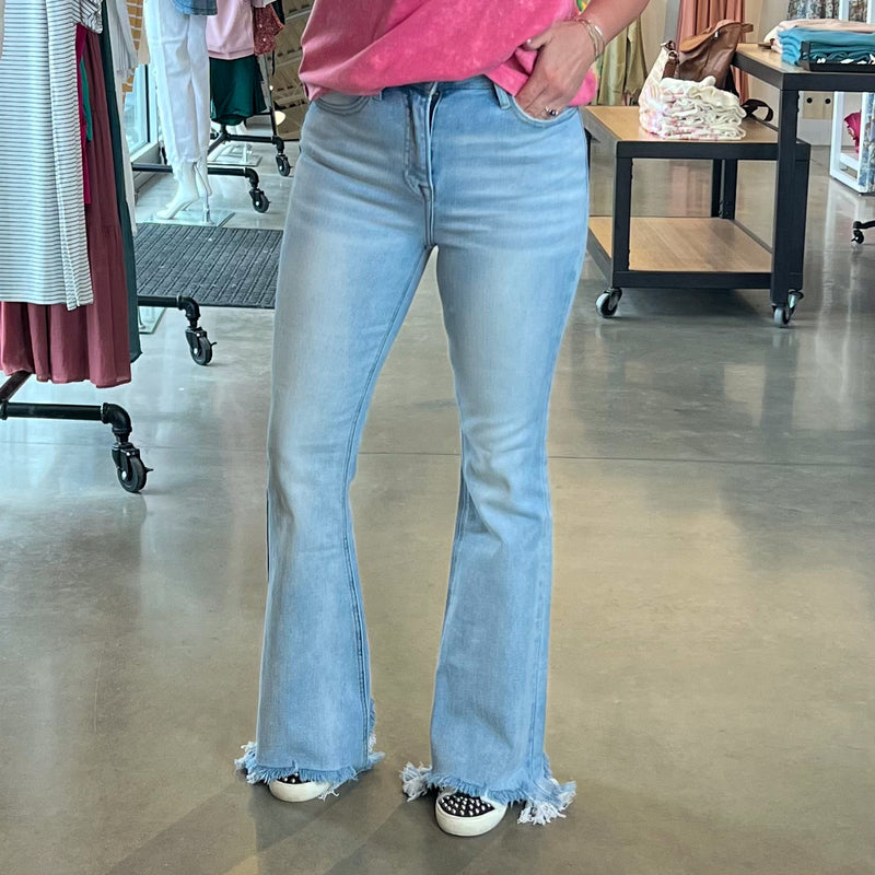 Risen High Rise Flare Jeans - Light