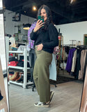 Olive Stretch Front Pocket Pants