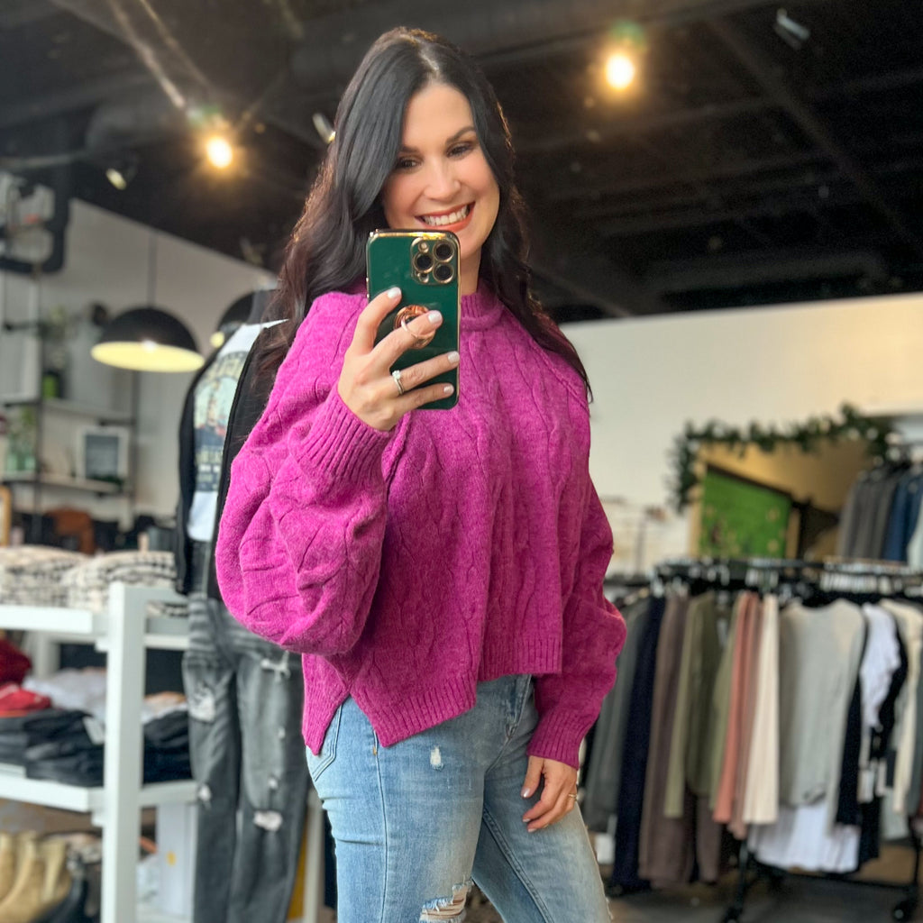 Magenta Cropped Sweater