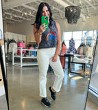 Risen High Rise Crop Straight Jeans - White