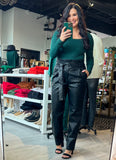 Faux Leather Paper Bag Trouser