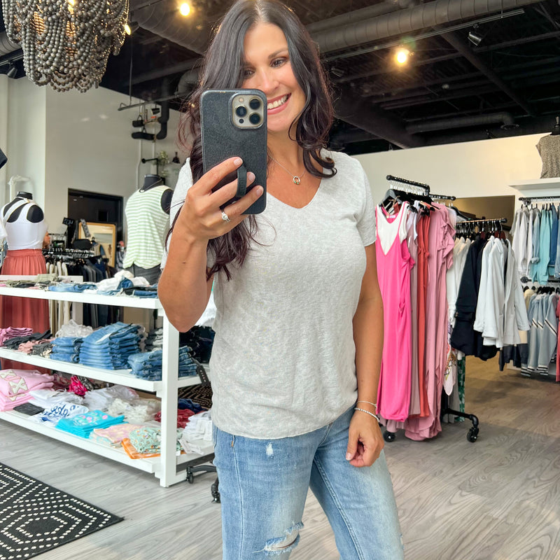 V-neck Tee In Taupe Gray