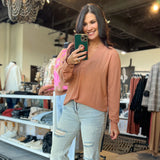 Front Pocket Long Sleeve Blouse