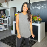 Notched Sleeveless Tank - Heather Gray