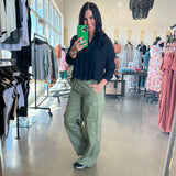 Low Rise Cargo Pants - Olive